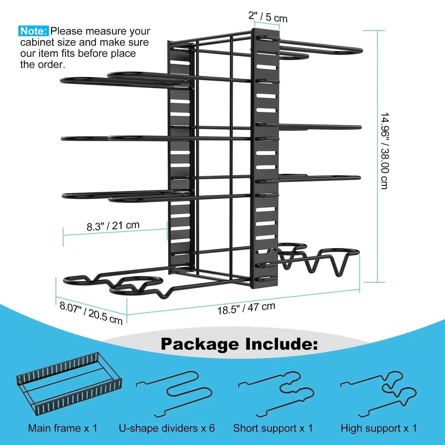 8-Tier Adjustable Pot & Pan Rack Cabinet Organizer – Metal