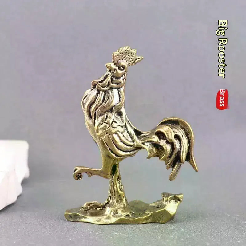 Metal Brass Rooster Sculpture – Feng Shui Good Luck Home Decor