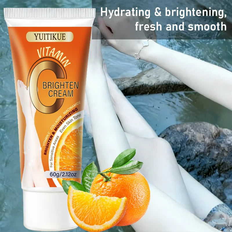 Vitamin C Brighten Cream with Collagen Niacinamide Moisturizing Even Skin Tone Brightening Body Cream for Sensitive Areas 60g Peaceful Pleasures Health and Wellness