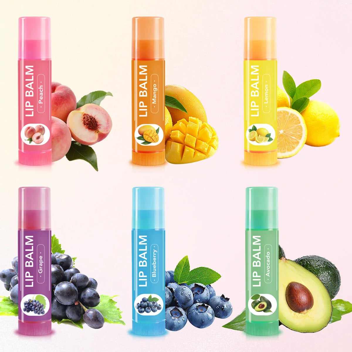 YURHERSU 6-Piece Fruit Lip Balm Set – Fun Gift for Girls
