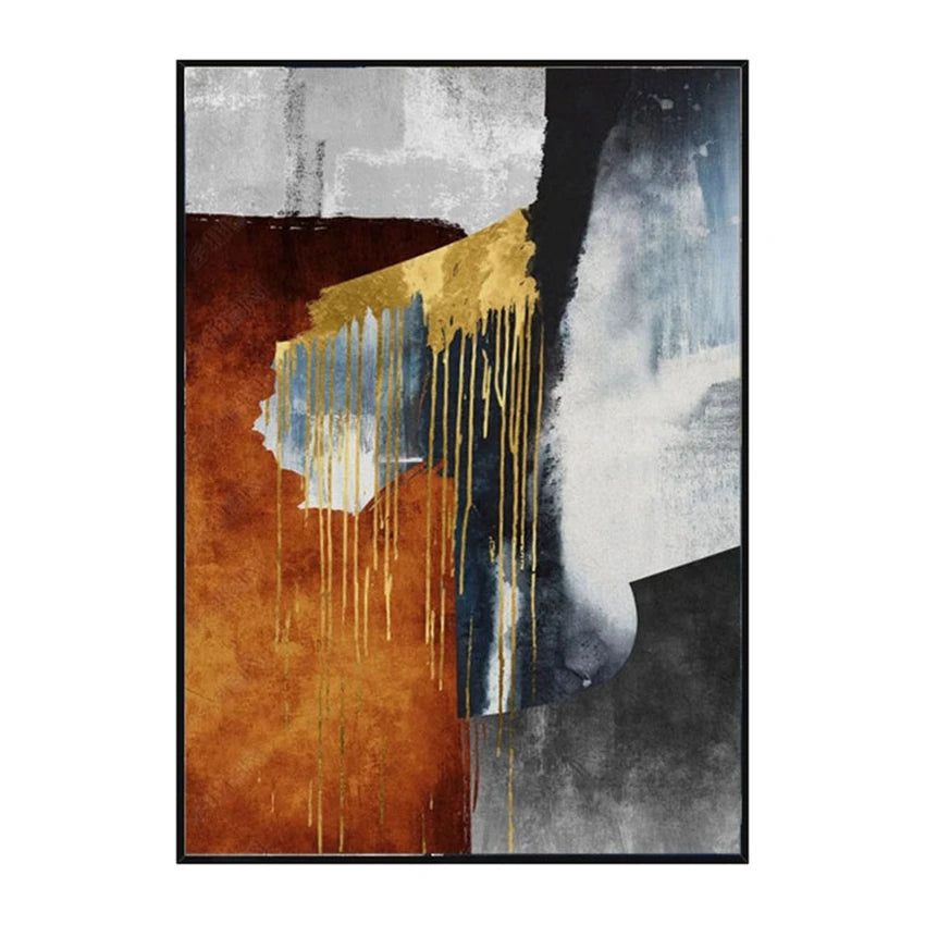 Abstract Gold Foil Hand-Painted Canvas Oil Painting | Nordic Wall Art Canvas Oil Painting Peaceful Pleasures Health and Wellness No frame 60cmx90cm