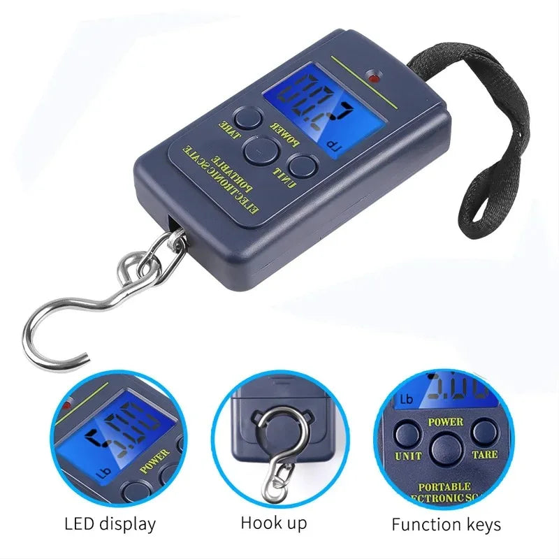 Portable Hanging Handheld Electronic Scale 50kg 10g LCD Display with 100cm Tape Measure for Travel Fishing Baggage Suitcase Peaceful Pleasures Health and Wellness 40kg