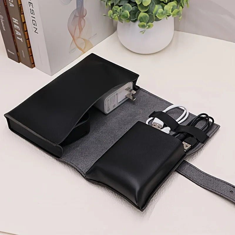 PU Leather Multi-Compartment Tech Organizer Travel Case
