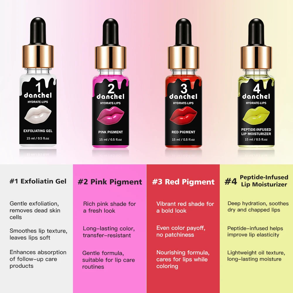 Hydrate-Lips Set Gentle Exfoliation Formula Long-Lasting Color Deep Nourishment Full Uniform Color Micro Needle Lip Gloss Kit Peaceful Pleasures Health and Wellness