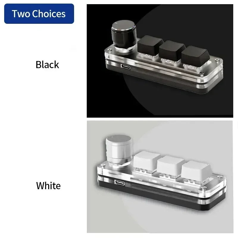 RGB 3 key Customize Wired Mini Keyboard Macro Knob Copy Paste Shortcut Key E-sports Game Mechanical Hot Swap Mini Keyboard Peaceful Pleasures Health and Wellness