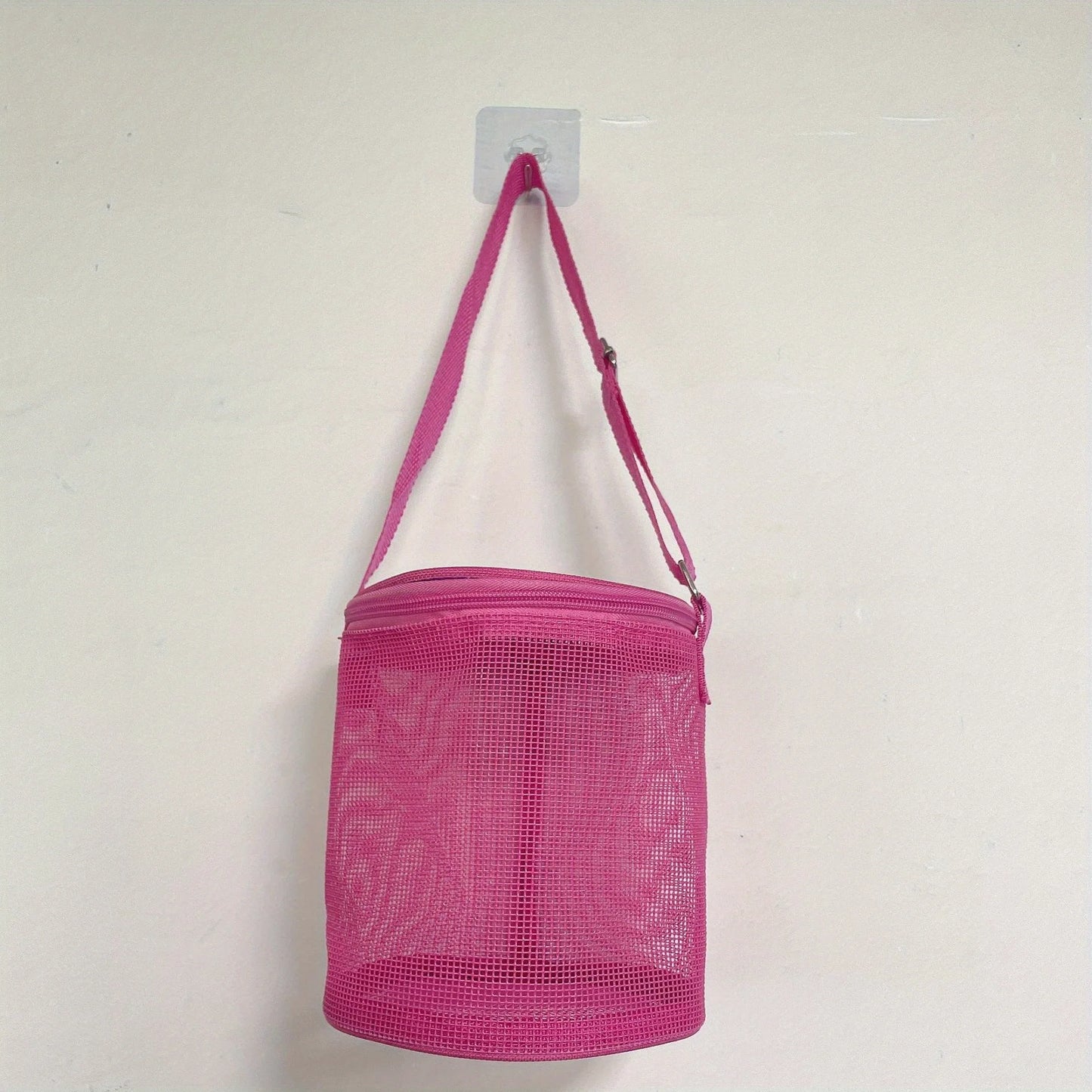 Net Yarn Shell Storage Bag Beach Three-dimensional Circle Dredging Bucket Toys Finishing Collection Bag Peaceful Pleasures Health and Wellness Rose red