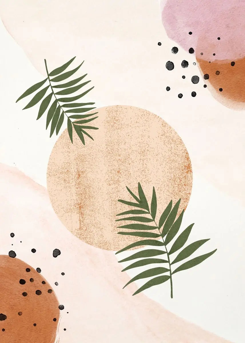 Modern Minimalist Flowers & Grass Canvas Wall Art | Unframed Print