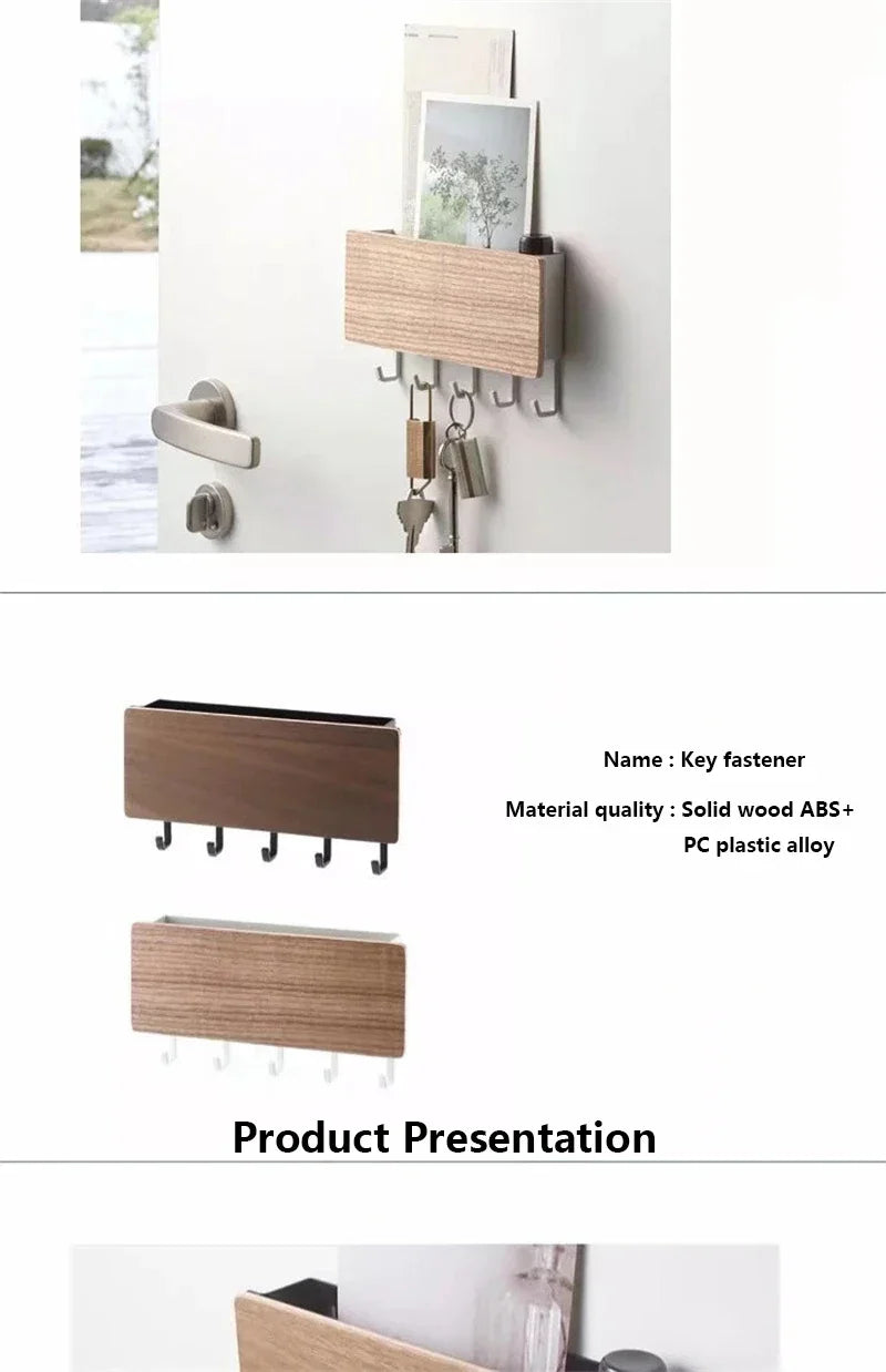 Wall Hanging Bamboo Key Hanger Holder Wall Organizer Rectangle Key Rack Hooks Coat Hooks Home Decoration Coat Hanger 2030 Peaceful Pleasures Health and Wellness