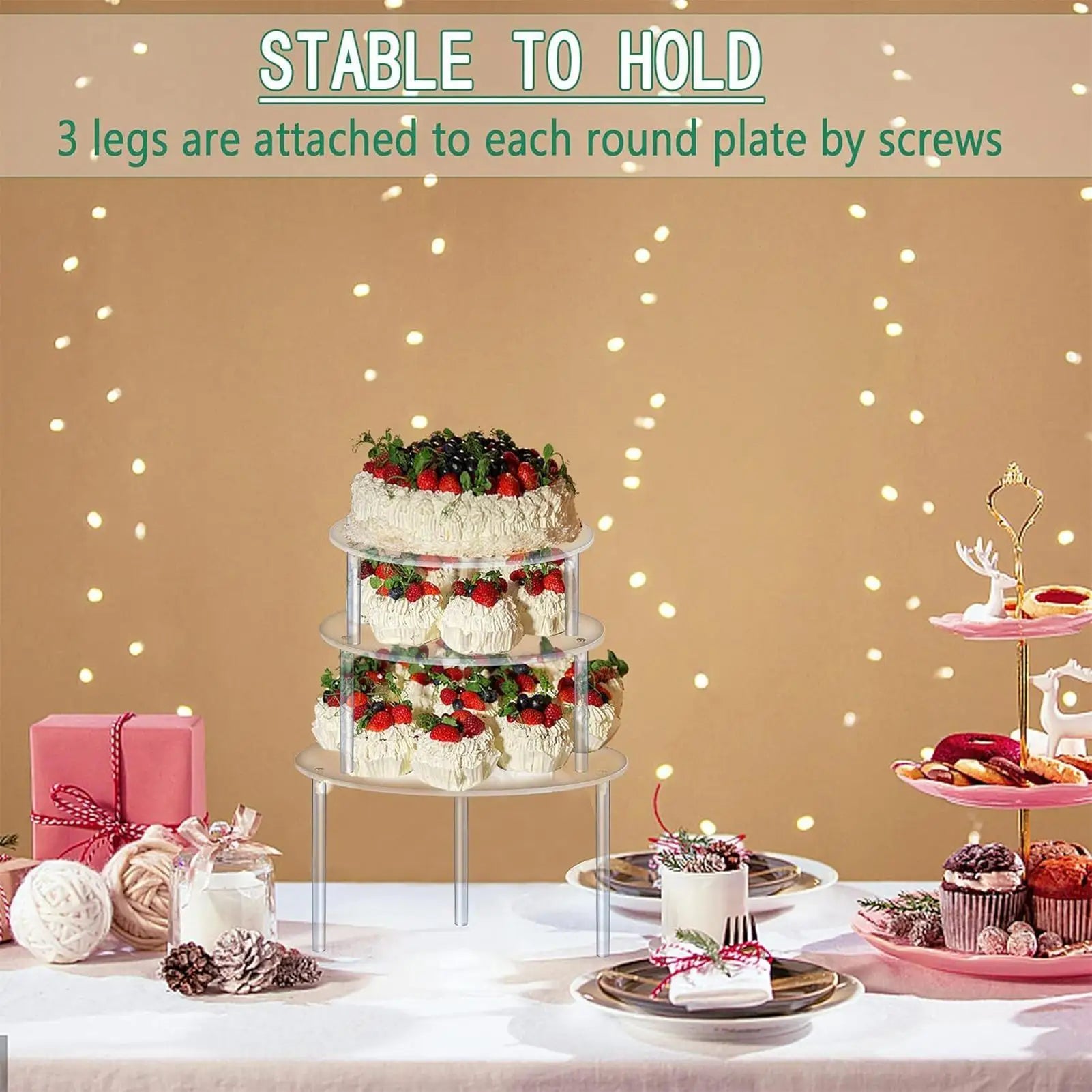 Cake Stand 3 Pieces Acrylic Food Display Acrylic Birthday Cake Stands Set For Table Decor Food Candy Cookie Birthday Wedding Peaceful Pleasures Health and Wellness