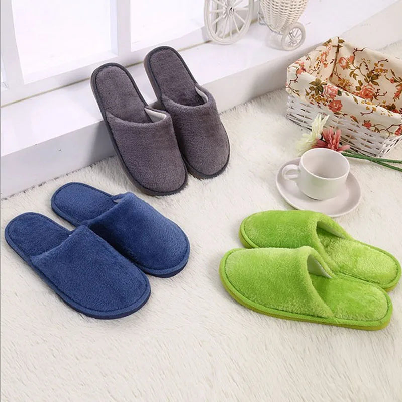 Men's Plush Non-Slip House Slippers | Soft Cotton Indoor Shoes