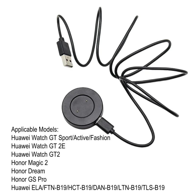 Charger Base For Huawei Watch GT5 GT4 GT3, GT2 Pro, GT 2E Cyber Runner 2022, 4 3 Pro D Ultimate Buds Honor Magic 2 Dream GS Pro Peaceful Pleasures Health and Wellness Black With Cable-B