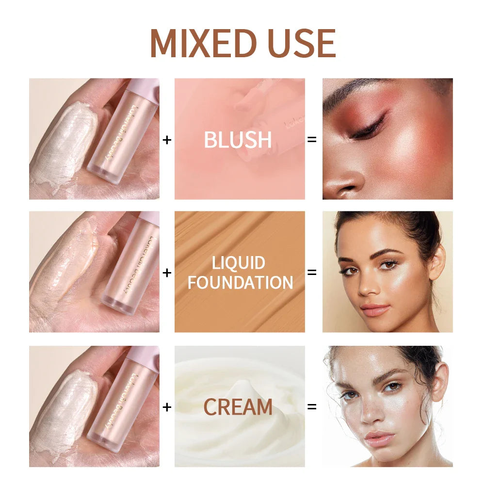 4-Color Liquid Highlighter & Bronzer – Face Shimmer Glow