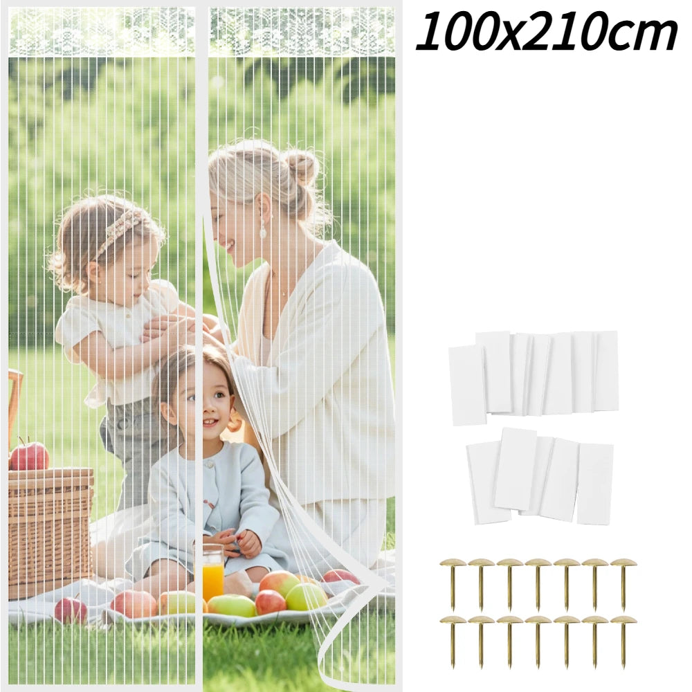 Magnetic Screen Door Net Self Closure Pets Dog Friendly Durable Fiberglass Mesh Curtain Keep Bugs Mosquito Out For Bedroom Door Peaceful Pleasures Health and Wellness A Type white 1pc