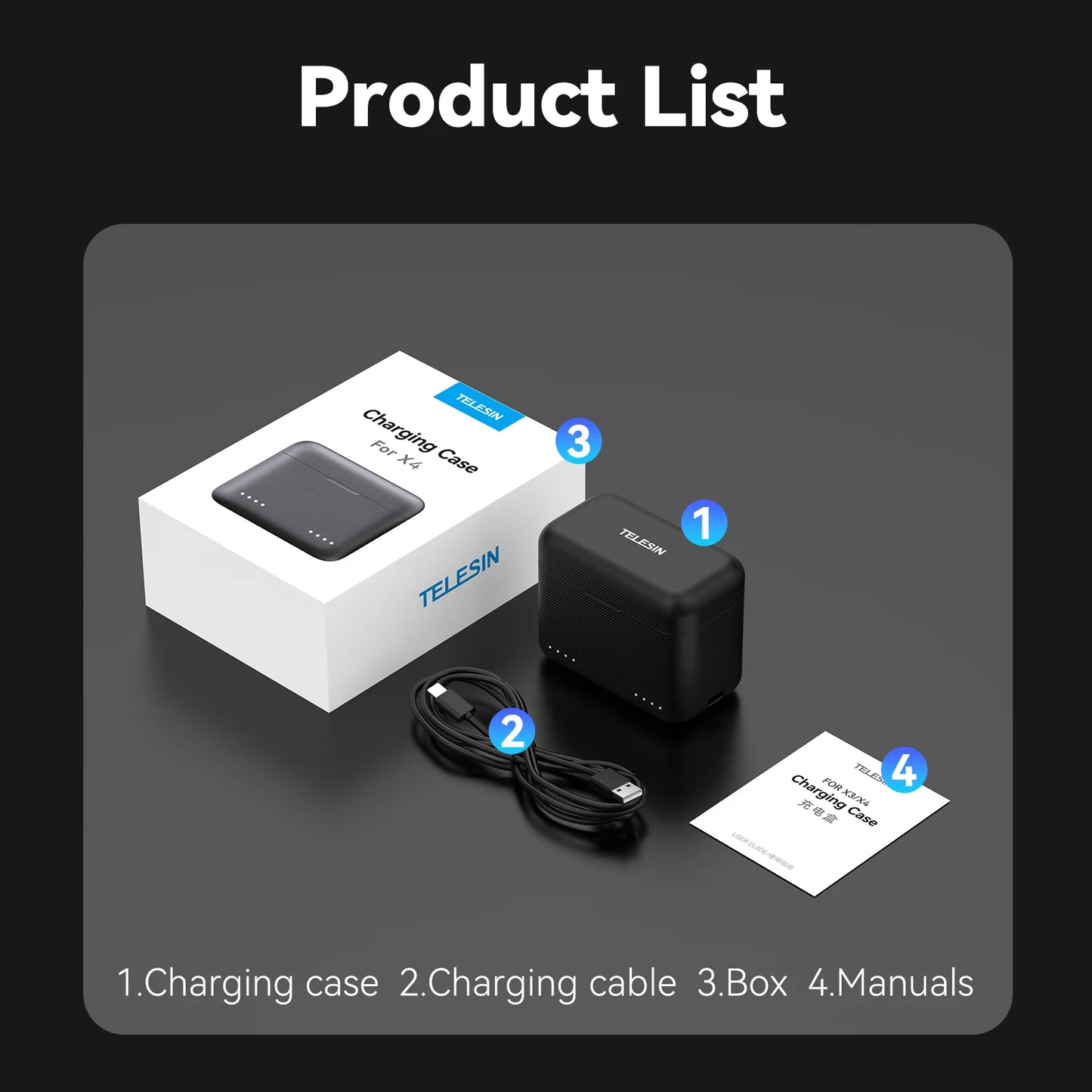 TELESIN Portable Battery Charger For Insta360 X3 X4 Battery 2 Slots TF Card Battery Storage Charger Box For Insta 360 X3 X4 Peaceful Pleasures Health and Wellness For Insta360 X3 China Mainland