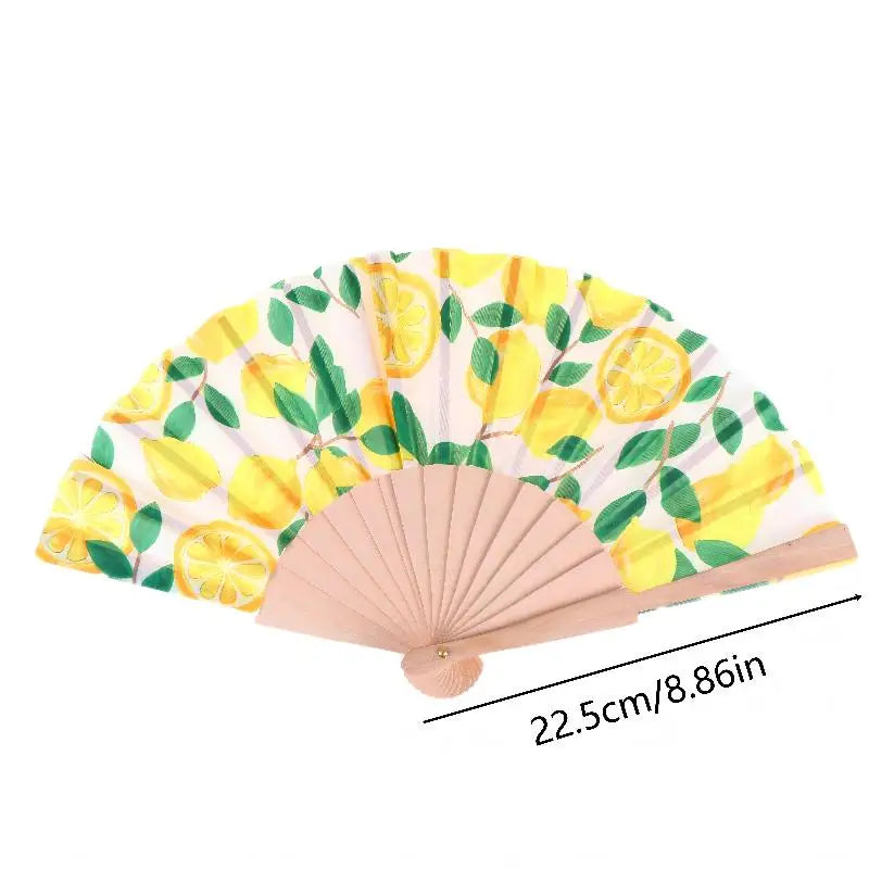 Lemon Print Folding Hand Fan – Summer, Wedding & Party Decor