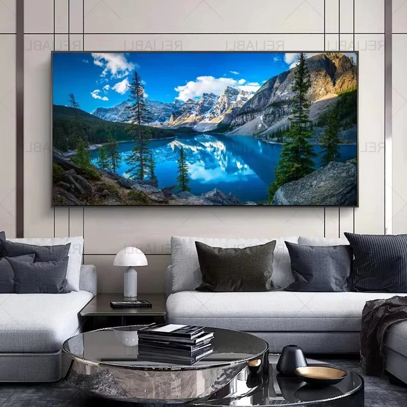 Nature Landscape Canvas Wall Art – Sunshine Forest Lake Print