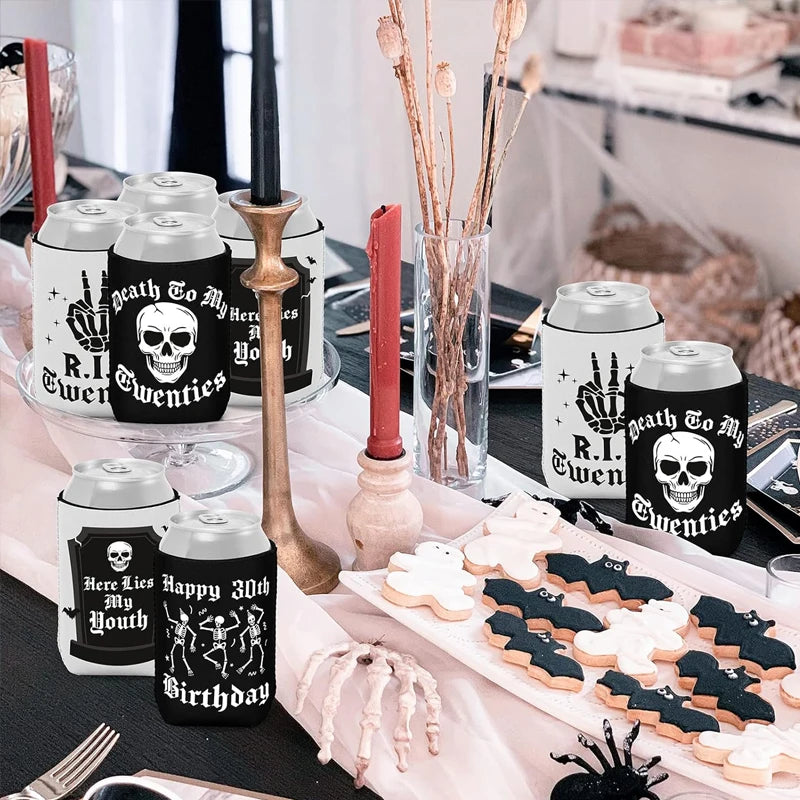 Gothic 30th Birthday Skull Can Coolers – Death to My 20s (4pk)