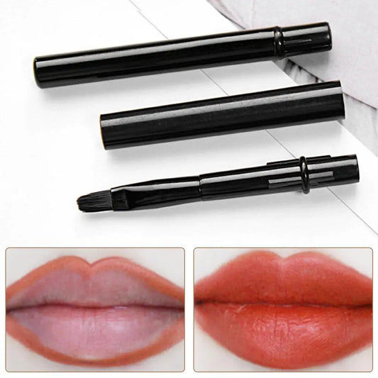 Retractable Lip Brush with Dust Cap – Portable Travel Makeup Lip Liner Brush, Soft Synthetic Bristles, Black Metal Handle Peaceful Pleasures Health and Wellness