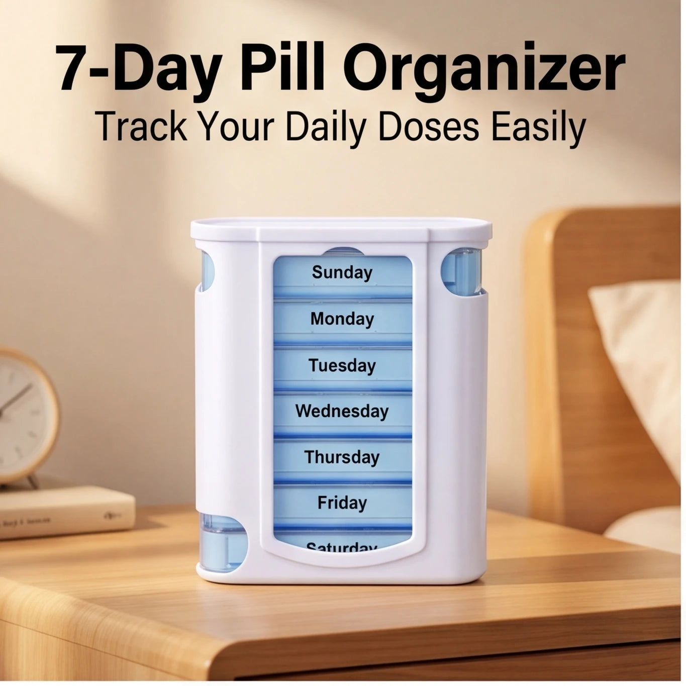 7-Day Weekly Pill Organizer – Portable Medicine Tablet Case
