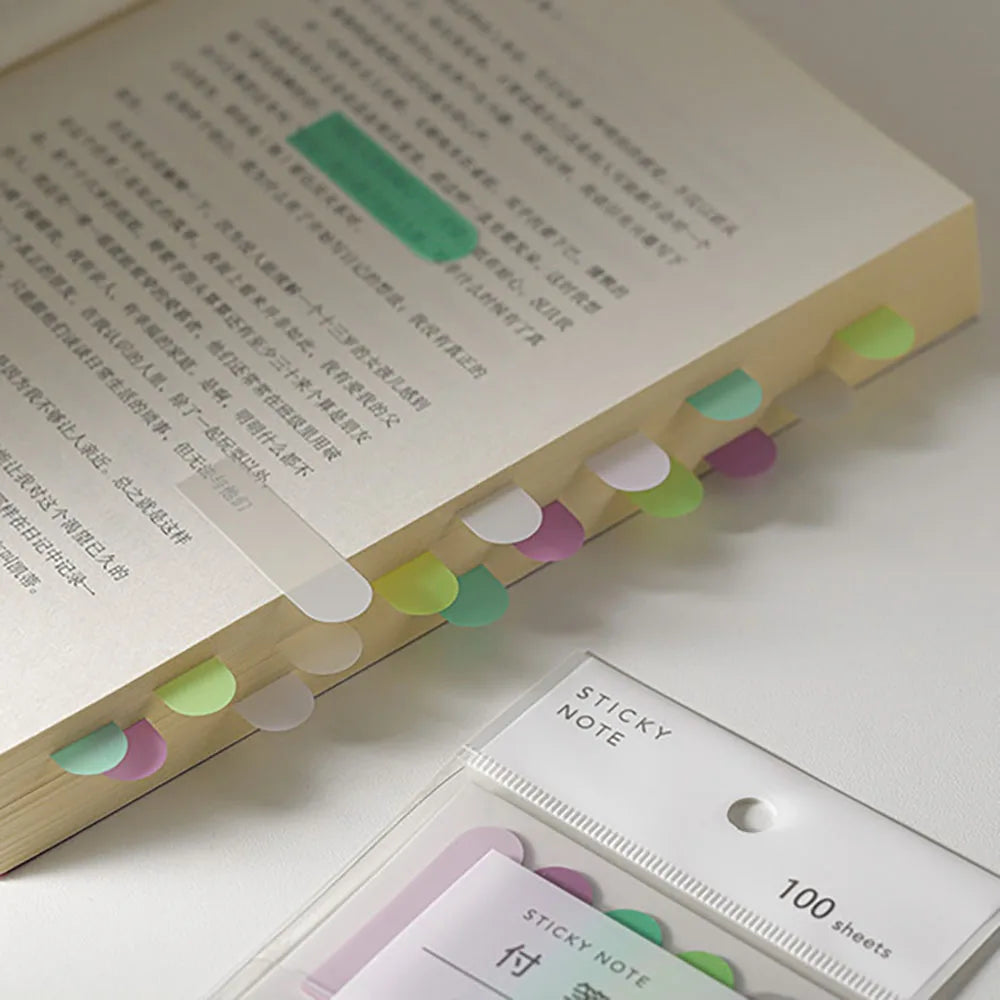 100 Sheets Japanese Minimalist Semi Transparent PET Index Sticky