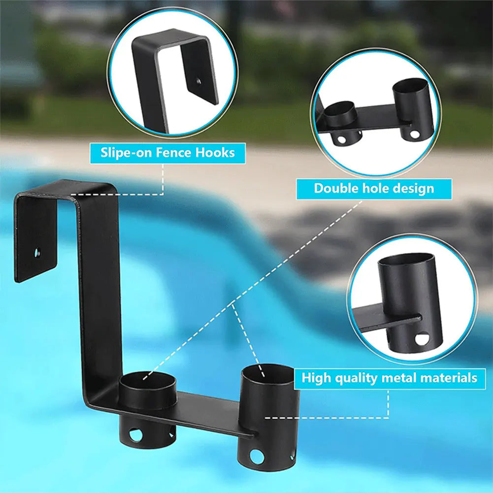 Pool Fence Hooks – Metal Tool Organizer Hangers, 2-Pack Peaceful Pleasures Health and Wellness
