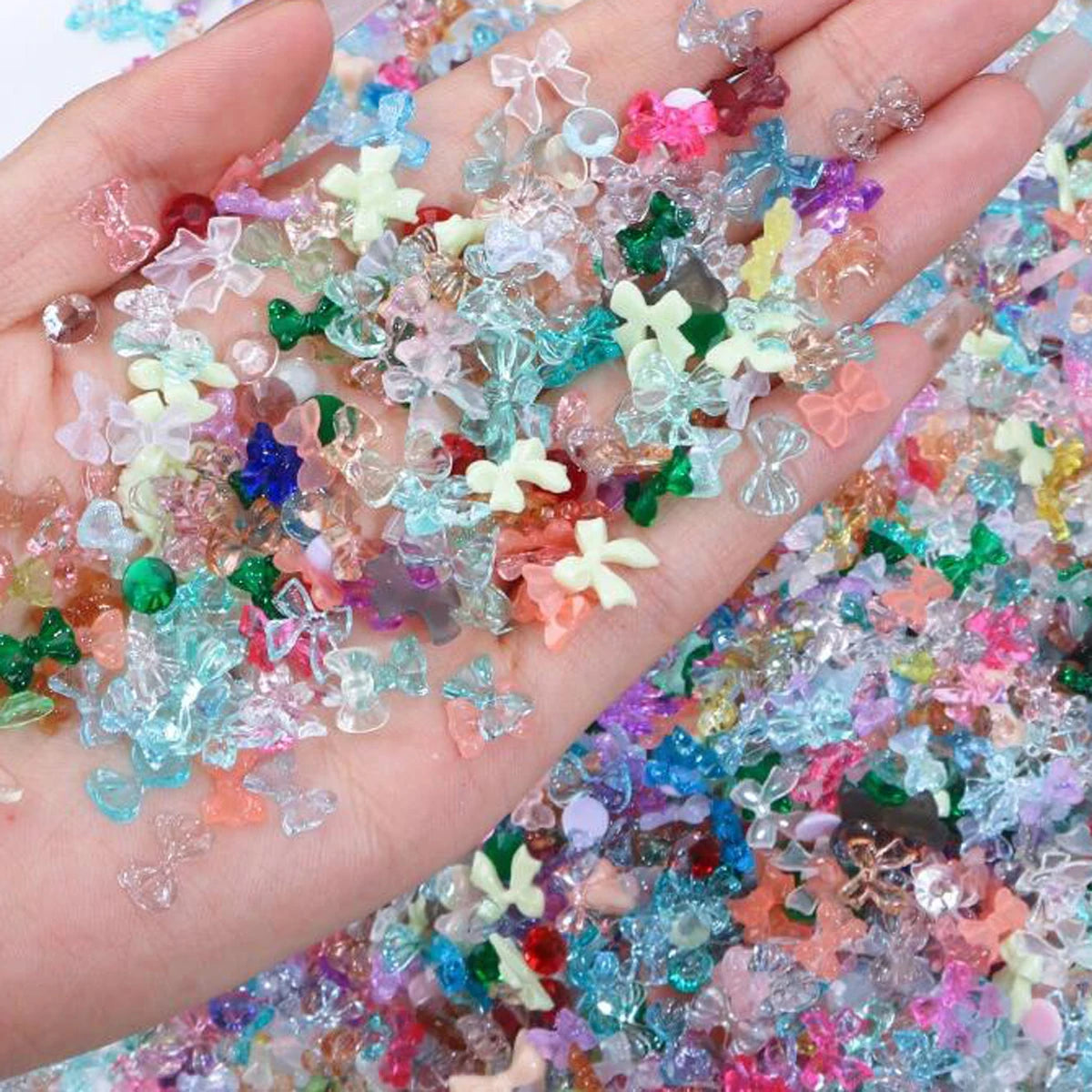 50g 3D Aurora Resin Nail Charms – Bows, Butterflies & Flowers