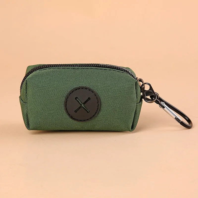 Canvas Dog Poop Bag Dispenser with Carabiner Clip Pet Waste Dispenser Peaceful Pleasures Health and Wellness army green