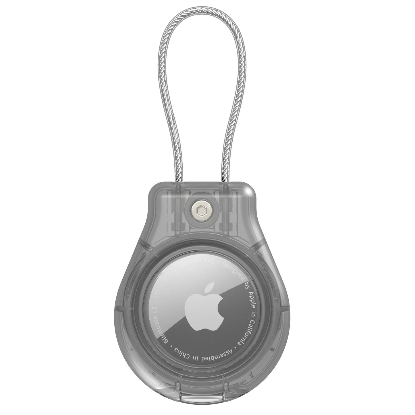 Waterproof Cover for Apple AirTag Keychain Holder with Wire Cable Anti-Lost Tracker Accessories for Luggage Backpack Airtag Case Peaceful Pleasures Health and Wellness Transparent Grey