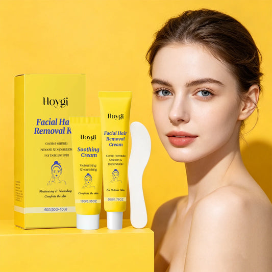 Facial Hair Removal Cream Set for Chin & Upper Lip Removes Fine Hair Depilatory Skin Smooth Shea Butter Facial Hair Remover Kit Peaceful Pleasures Health and Wellness