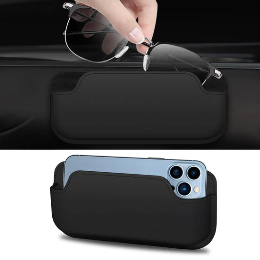 PU Leather Stick-On Car Sunglasses & Glasses Storage Case Car Interior Organizer Oasis Select