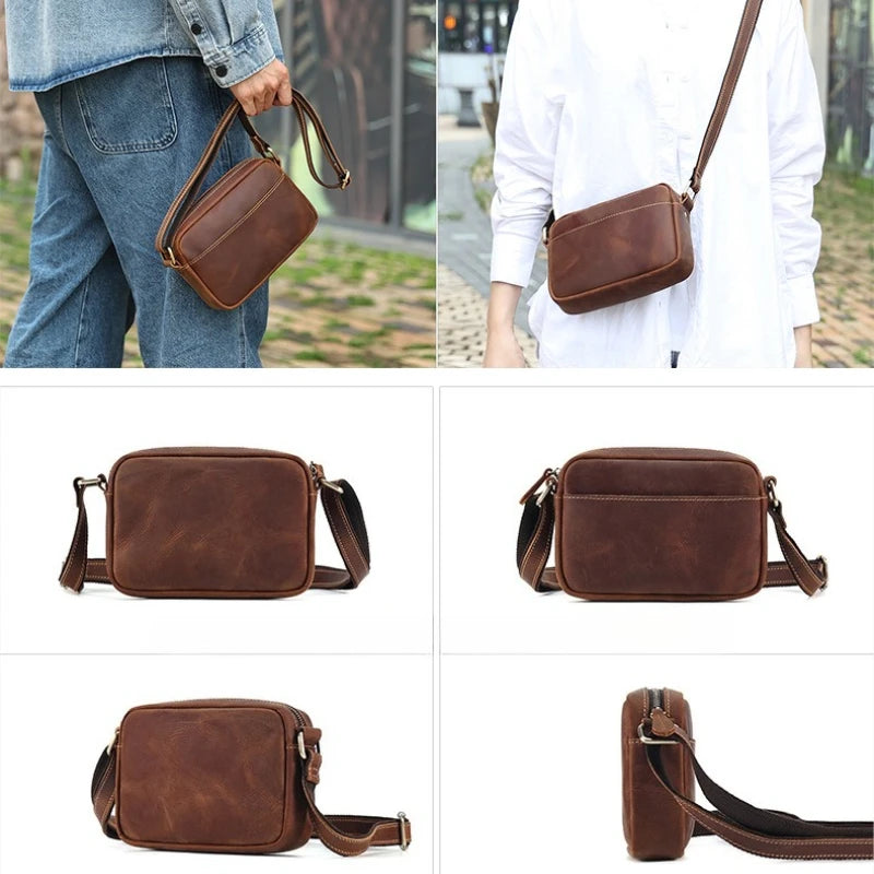 Men's Genuine Leather Retro Crossbody Messenger Bag