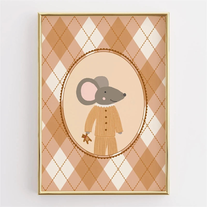 Nordic Elephant Nursery Canvas Poster | Minimalist Safari Wall Art
