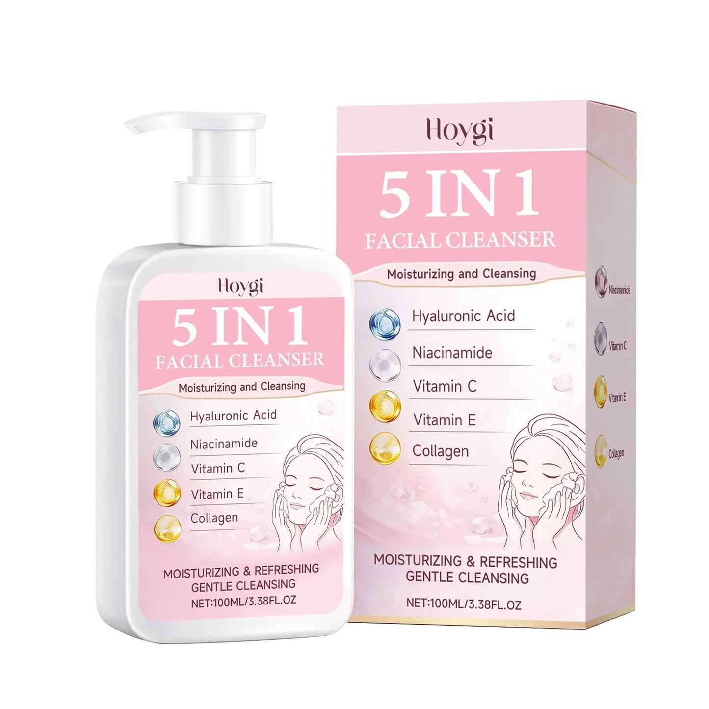 Hoygi 5-in-1 Facial Cleanser – Oil Control & Brightening Foam