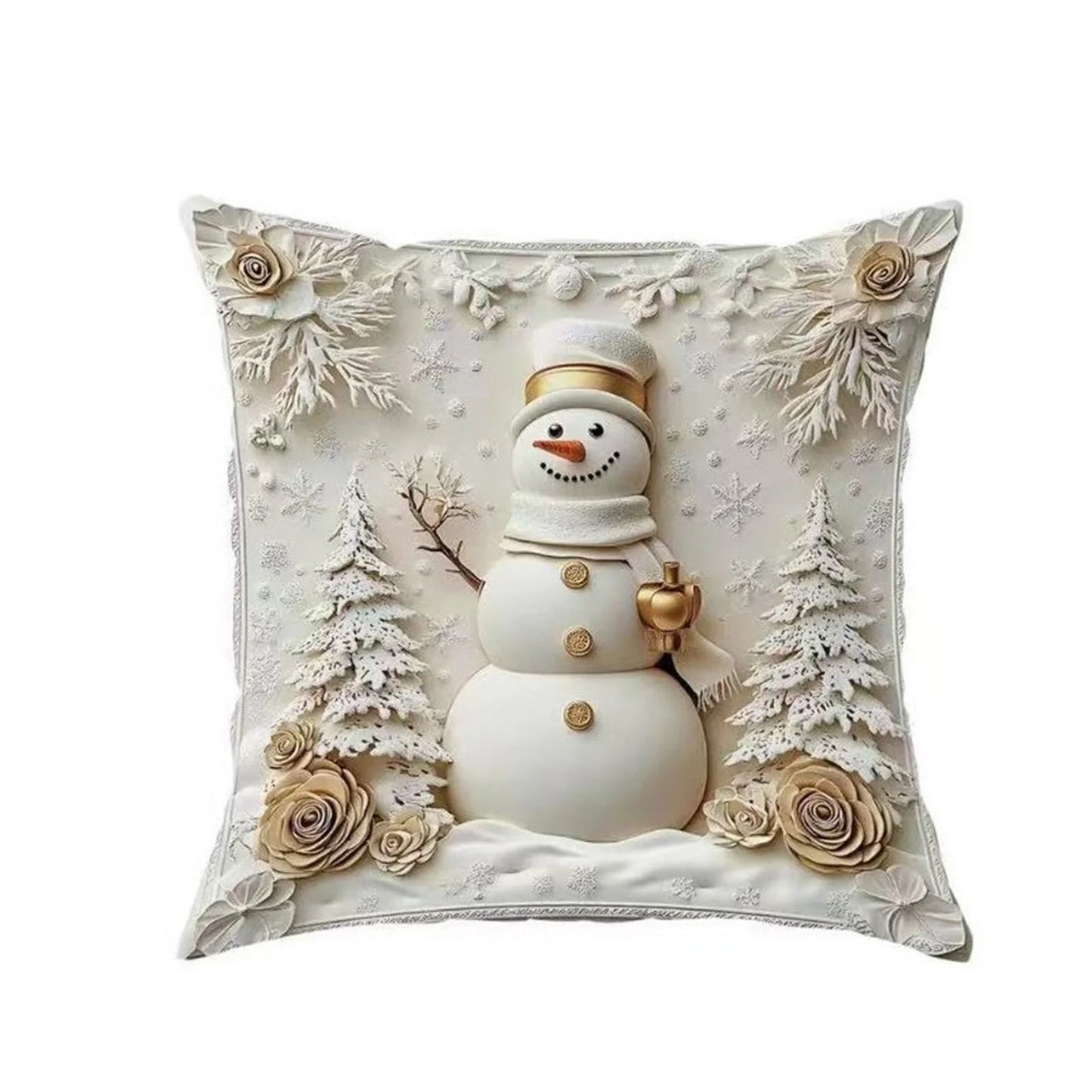 Christmas Theme Pillow Cover White Print With Christmas Style Pattern Holiday Decor For Winter Home Warm Decorations Peaceful Pleasures Health and Wellness A 45cm 45cm