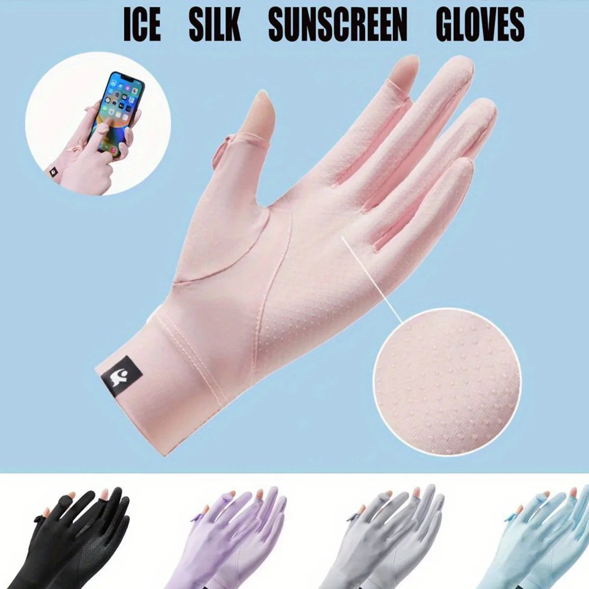 One Pair Summer New Ice Silk Sunscreen Gloves Flip Cover Casual Driving Ice Feel Cycling Anti slip Finger Peaceful Pleasures Health and Wellness