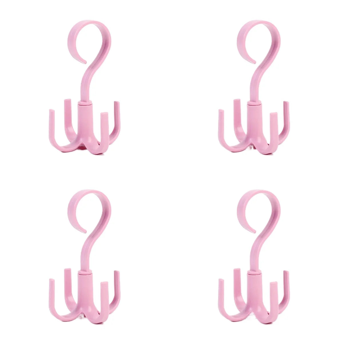 Large Creative Multifunctional Rotatable Four Claw Hooks Coat Hanging Bags Scarf Wardrobe Storage Hangers Doorway Hangers Bags Peaceful Pleasures Health and Wellness 4 pcs pink