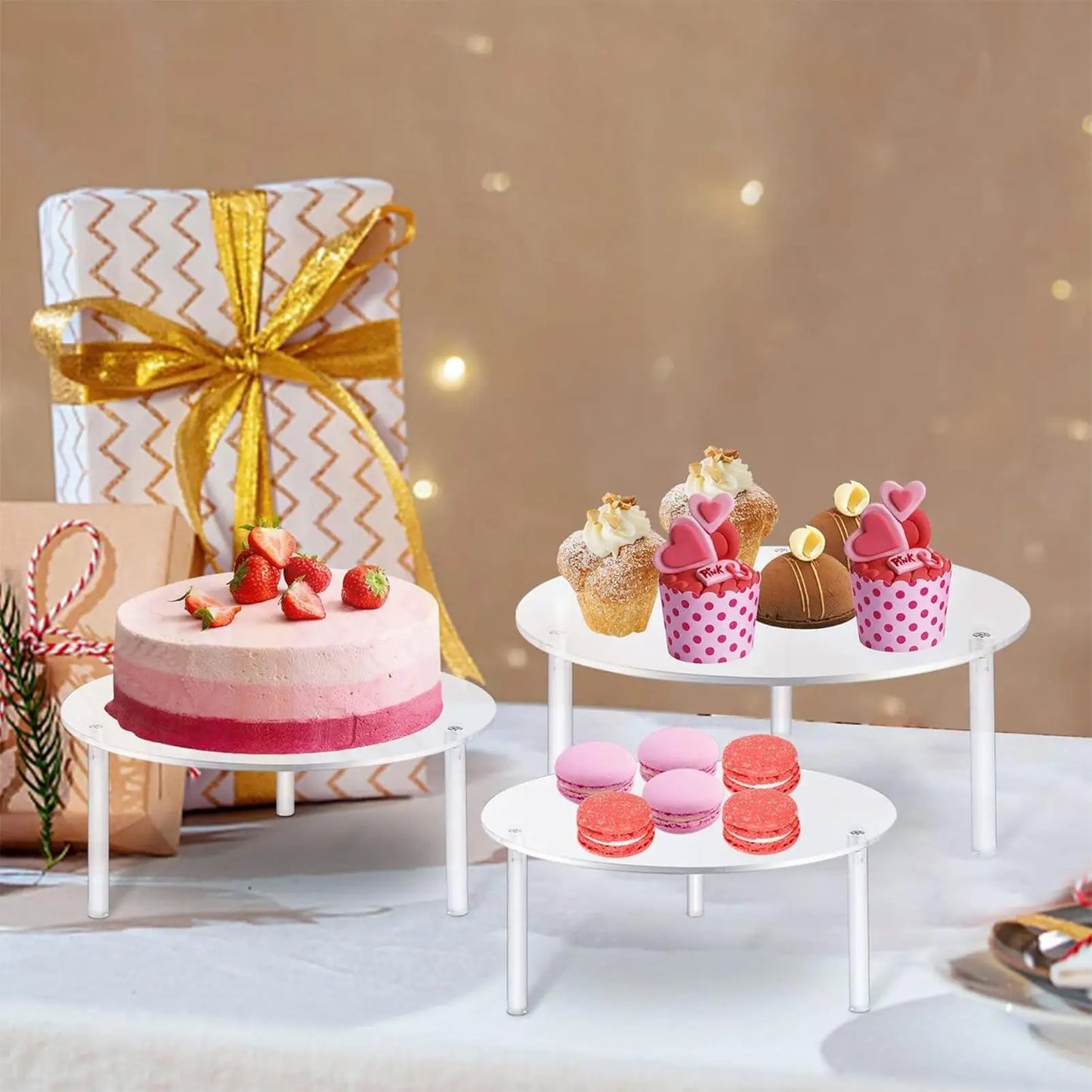 Cake Stand 3 Pieces Acrylic Food Display Acrylic Birthday Cake Stands Set For Table Decor Food Candy Cookie Birthday Wedding Peaceful Pleasures Health and Wellness
