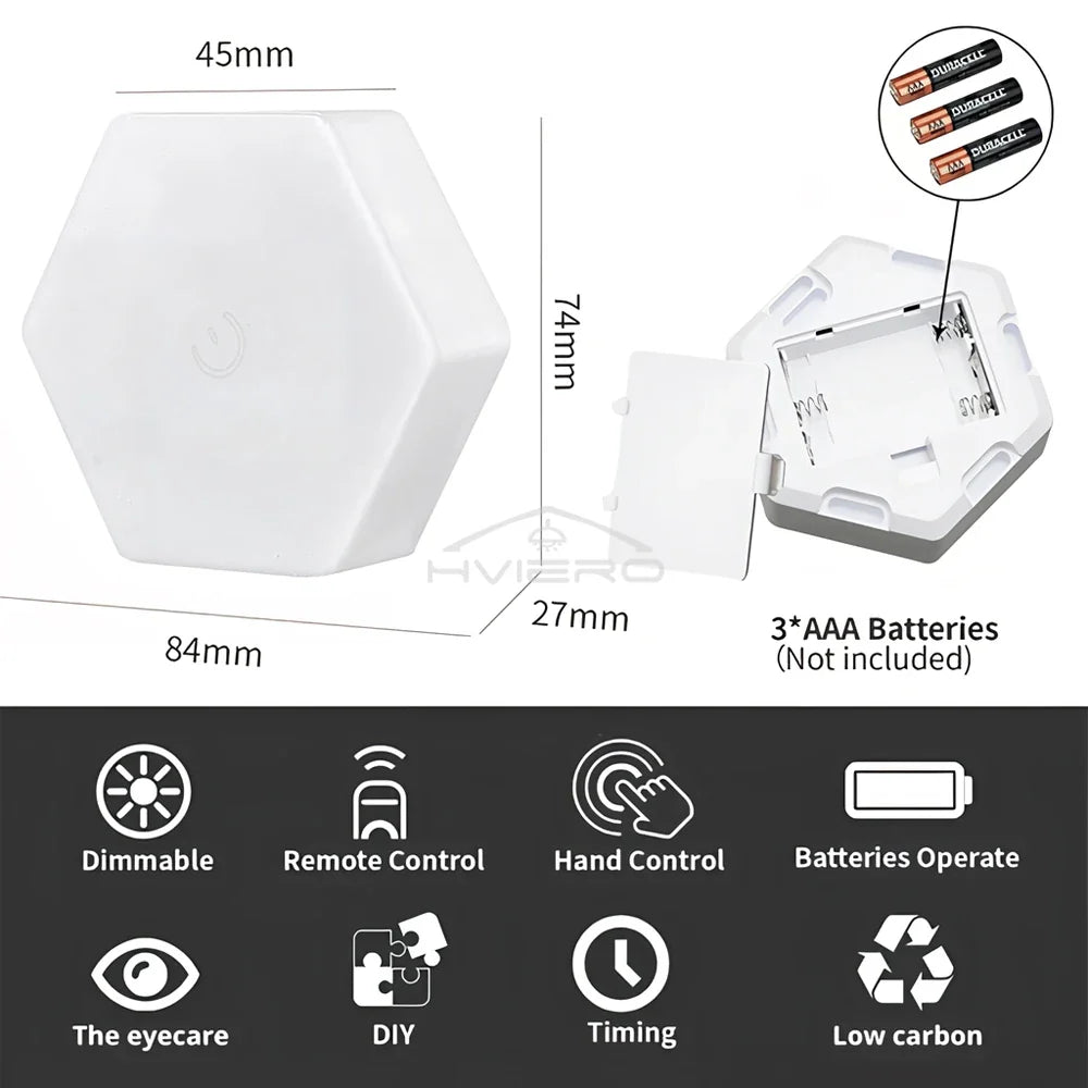 RGB Hexagon LED Wall Light – Touch & Remote Modular Honeycomb