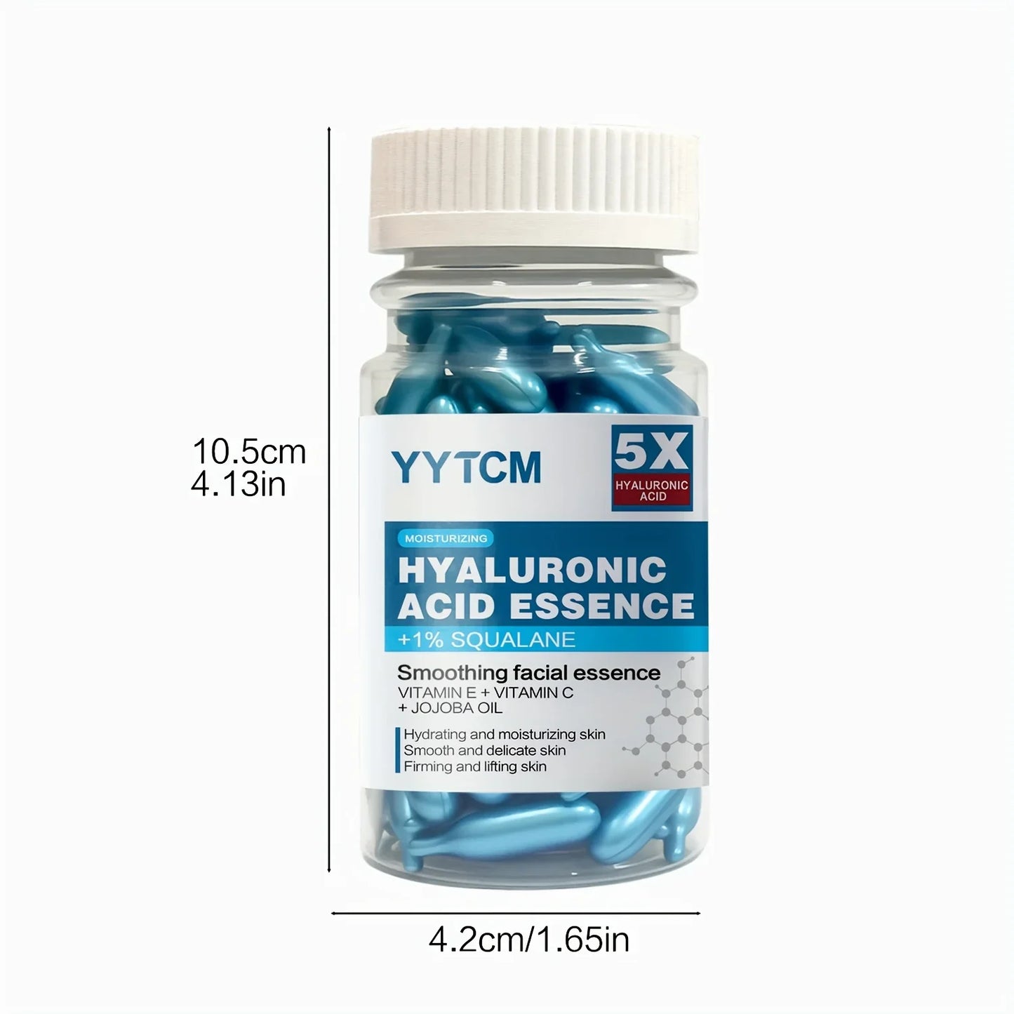 Hyaluronic Acid Capsule Essence | Squalane, Vitamin C & E – 90 Caps