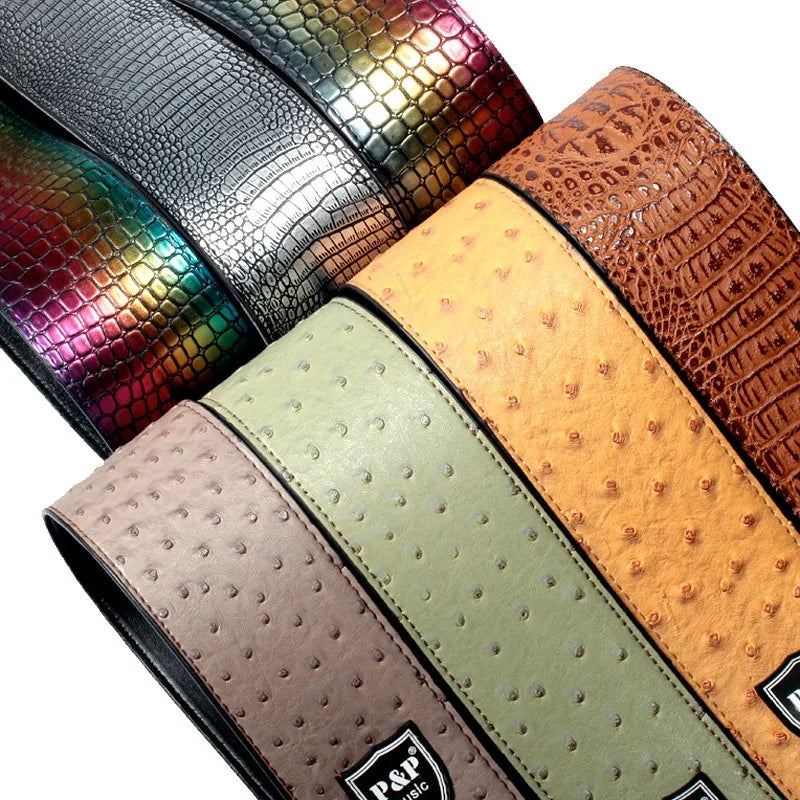 P&p Like 2023 PU Leather Guitar Strap Snake Pattern Bass Instrument