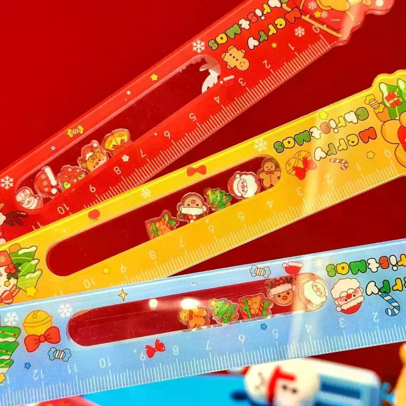 Christmas Cartoon Ruler – Santa & Snowman Holiday Stationery
