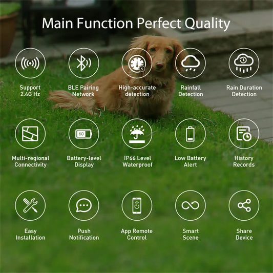 Tuya WiFi Rain Sensor Rainfall Duration Detection Outdoor Waterproof Battery Powered For Smart Life App Control Home Automation Peaceful Pleasures Health and Wellness