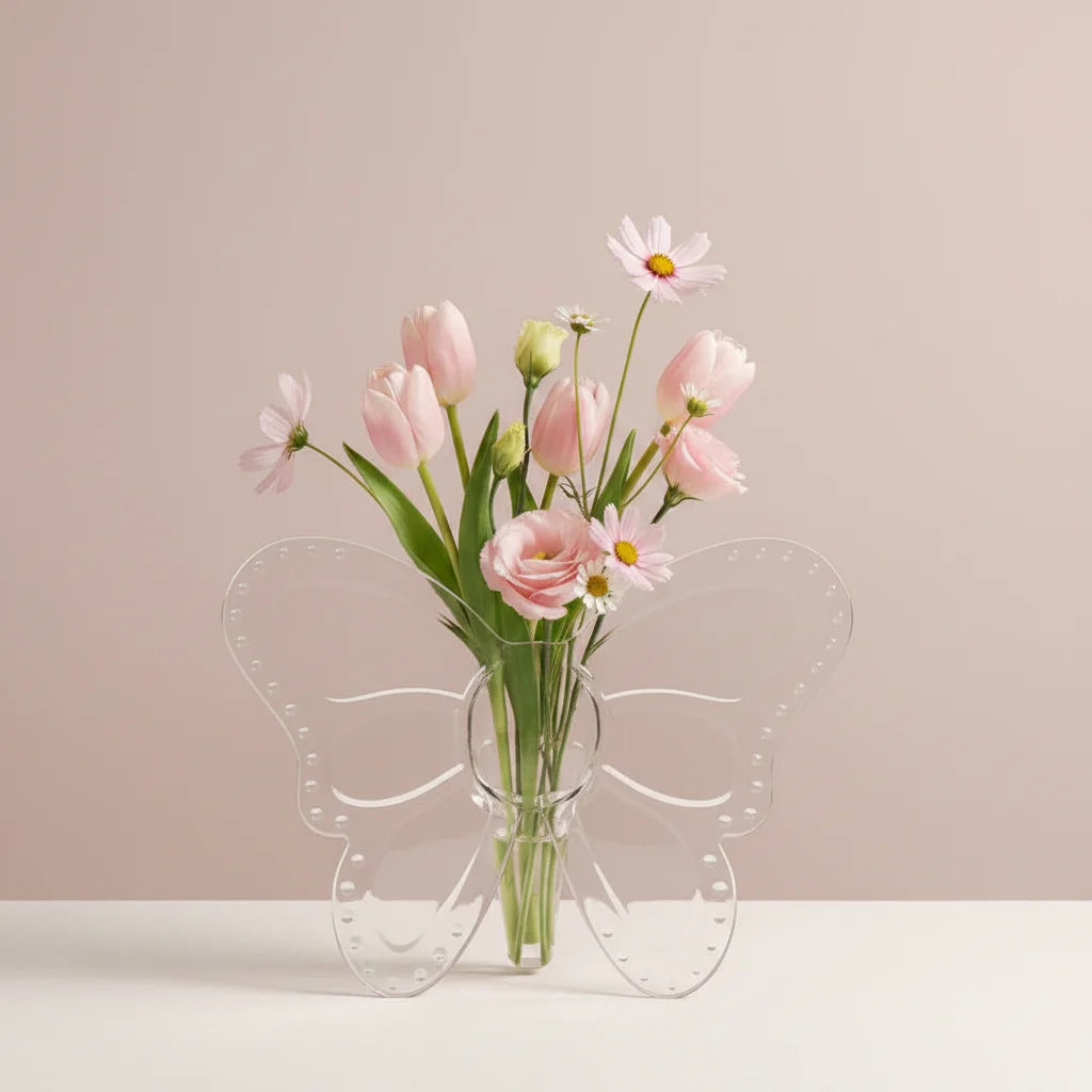 Transparent Butterfly Acrylic Flower Vase | Modern Decor