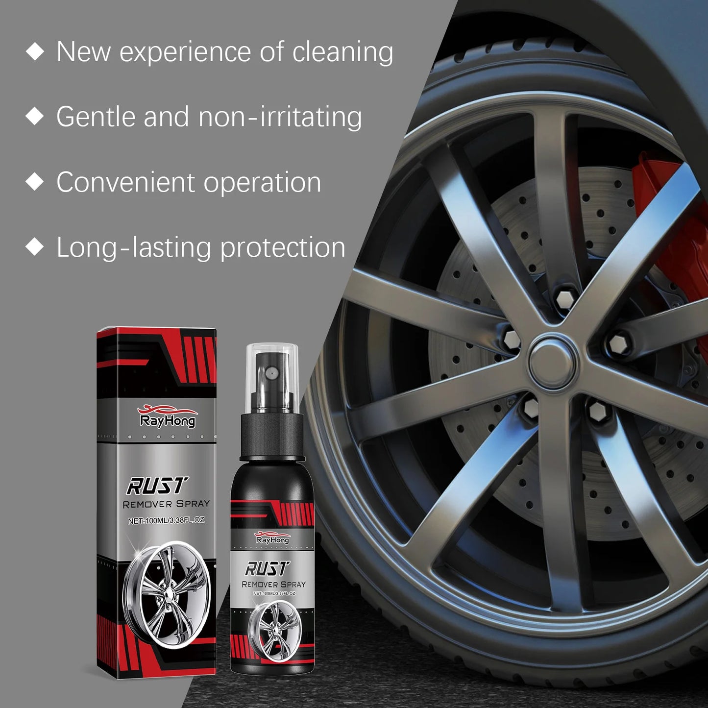 RayHong Wheel Hub Rust Remover Spray | Auto Wheel Cleaner