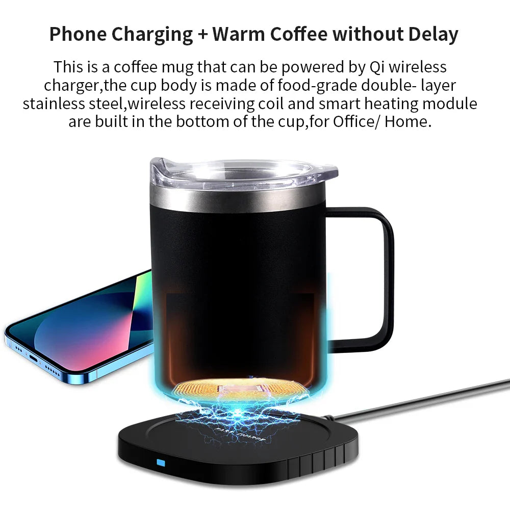2-in-1 Coffee Mug Warmer & Wireless Charger | 55°C | 10.5oz Cup