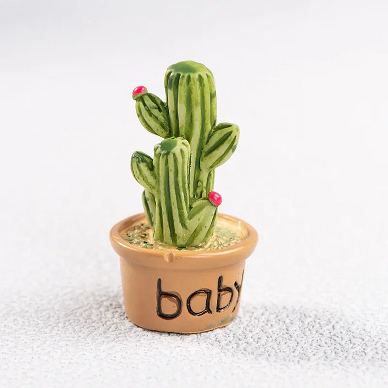 Cartoon Miniature Cactus Potted Handmade Realistic Mini Potted Plant Resin DIY Cactus Figurines Desktop Decorative Fairy Garden Peaceful Pleasures Health and Wellness 7