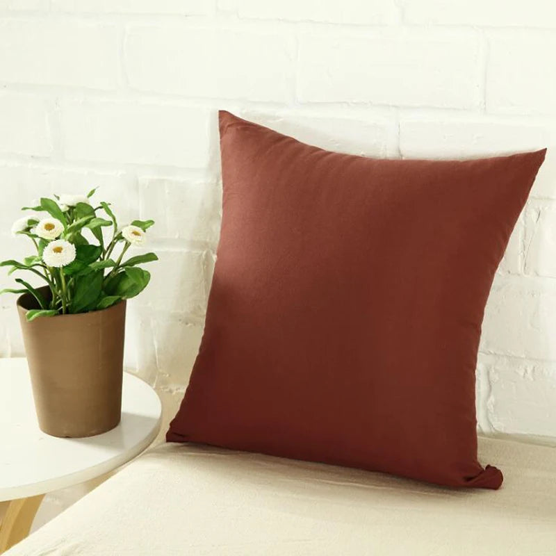 40*40cm Pillow Case Solid Color Sofa Cushion Backrest Pillowcase Family Living Room Cushion Waist Cushion Cover For Household Peaceful Pleasures Health and Wellness Deep Coffee 40x40cm