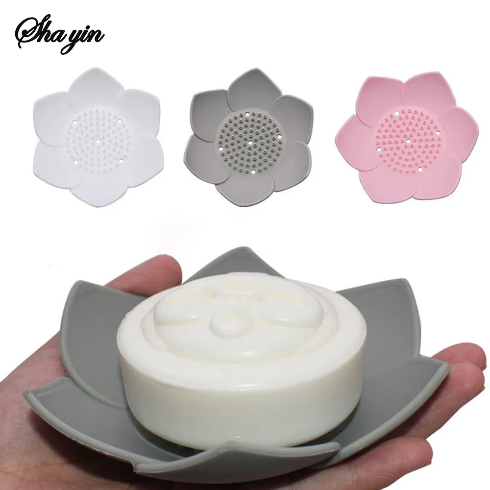 Lotus Silicone Soap Dish with Drainage | Eco-Friendly Holder