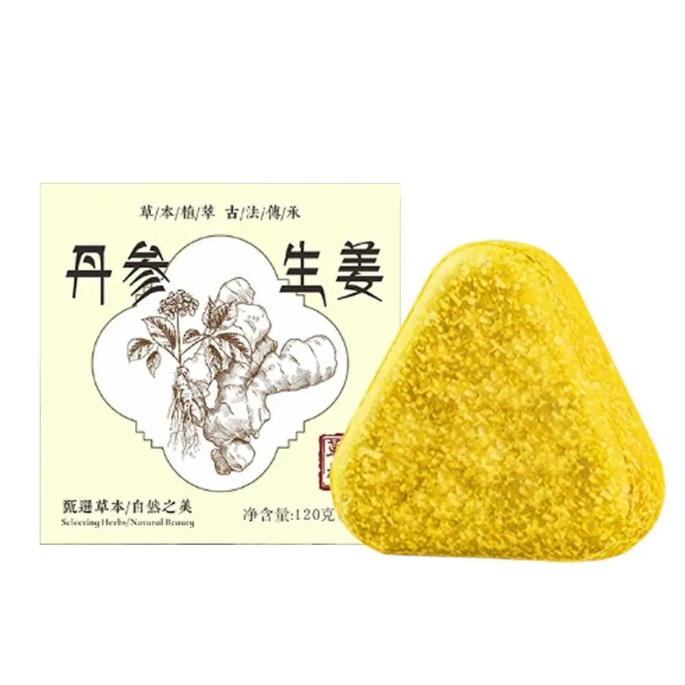 1/3PCS Usman Grass & Platycladus Natural Herbal Shampoo Soap Strengthens Roots Controls Oil Cleanses Scalp Hair Growth Hair Soap Peaceful Pleasures Health and Wellness Danshen Ginger