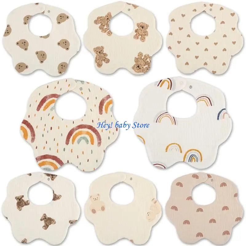 Cartoon Cotton Baby Bib | 360° Rotating Breathable Burp Cloth